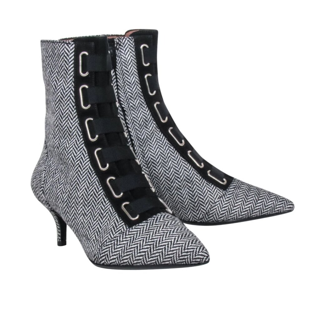 Tabitha Simmons Quin Herringbone Ankle Booties Minimalist Preppy Quiet Luxury